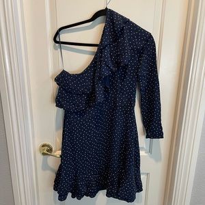 Wayf Polka Dot One Shoulder Dress